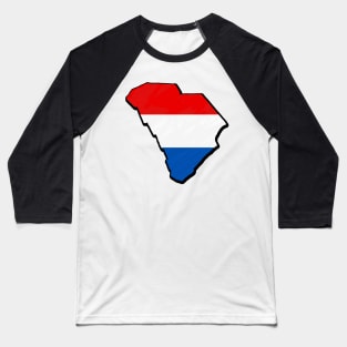 Red, White, and Blue South Carolina Outline Baseball T-Shirt